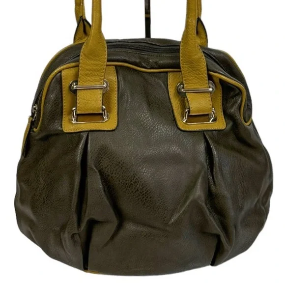 Black Rivet Faux Leather Bag Brown and Yellow - Picture 3 of 11